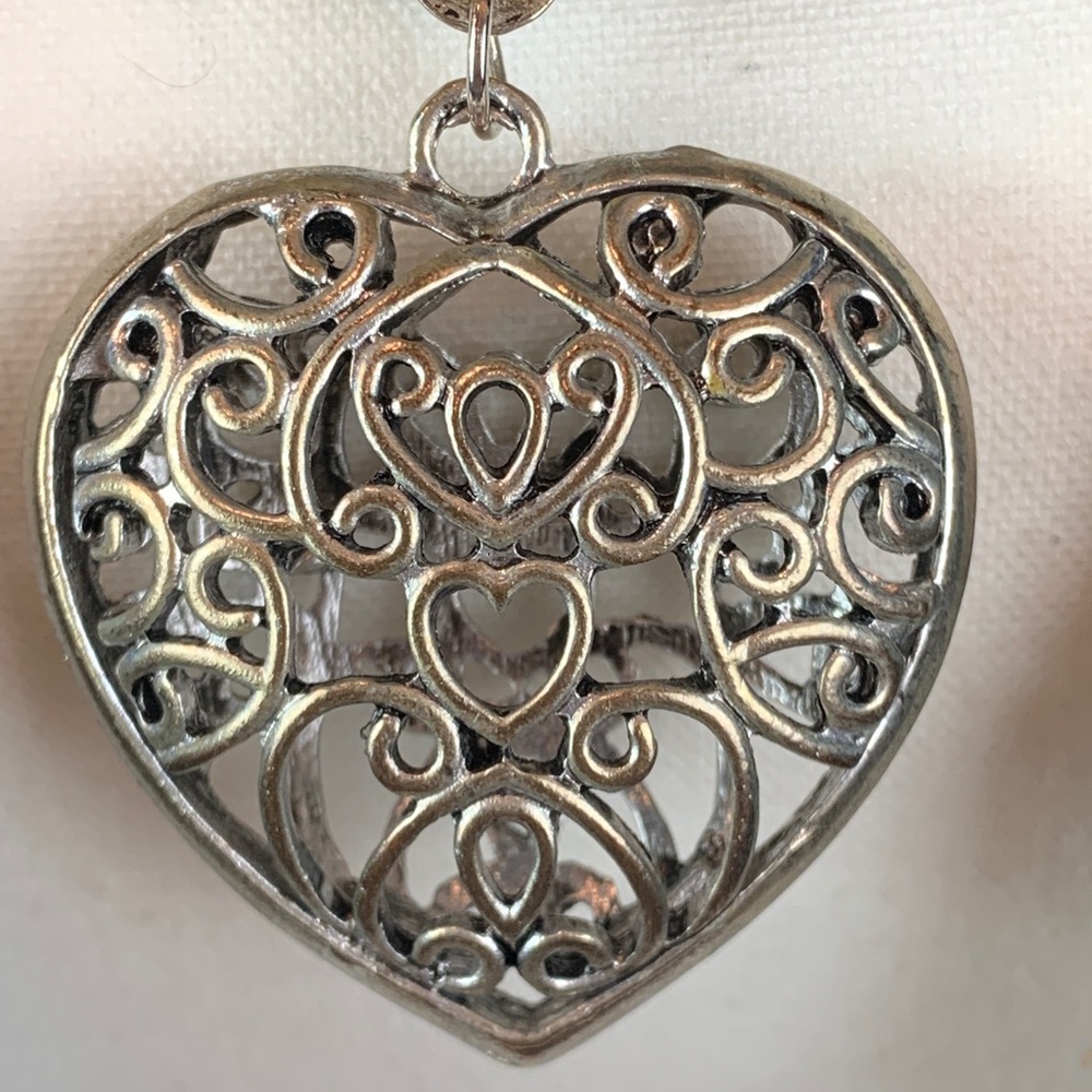 Black Bohemian Jersey Scarf Necklace with Heart Pendant NEW! - Picture 6 of 7